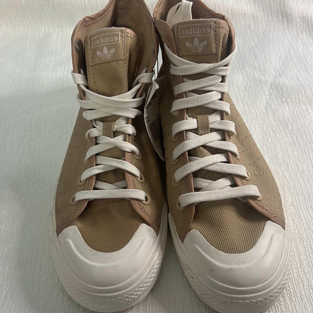 Adidas Nizza Mens Size 8.5 Skate High Top Canvas Sneaker beige white